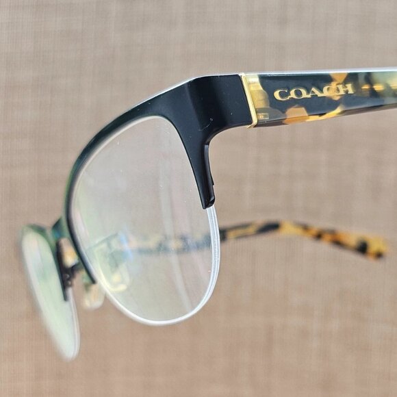 Coach Glasses Frame Half Rim Eyeglasses Satin Black.Honey Mosaic HC5078 Eyewear - Picture 1 of 8